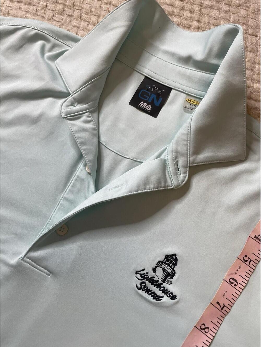 Greg Norman Men's ML75 Play Dry Short Sleeve Green Stripe Golf Polo Shirt Large
